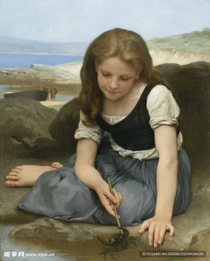 海边休憩的少女