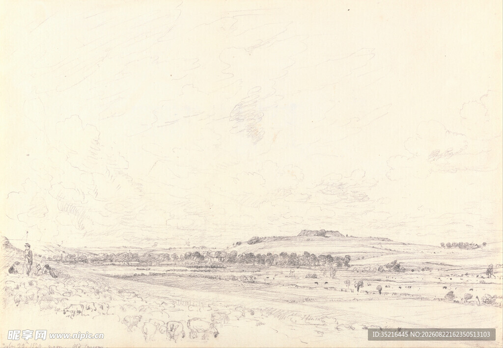 田野素描风景图