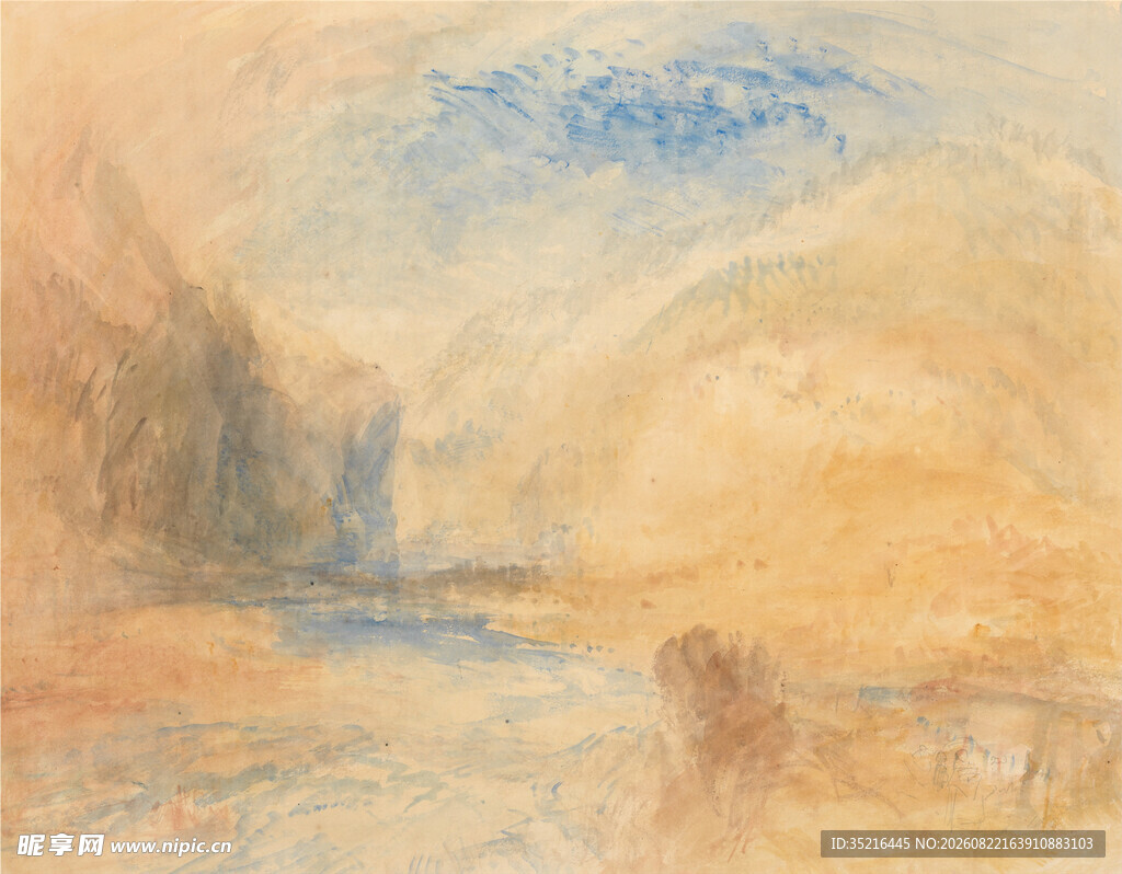 河畔风景油画