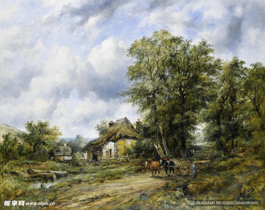 乡村田园风景油画