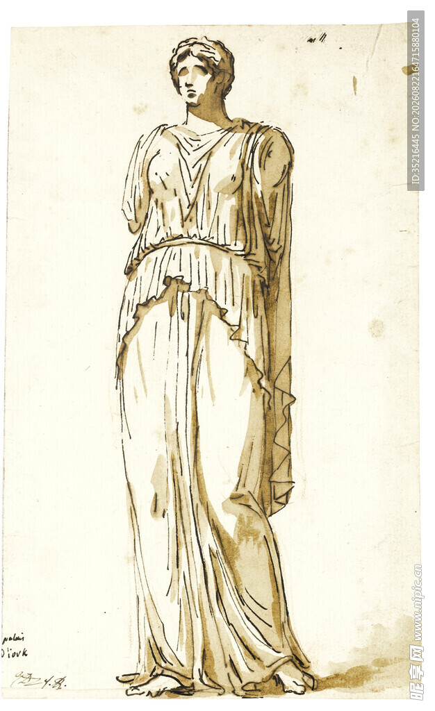 古典女性素描画像