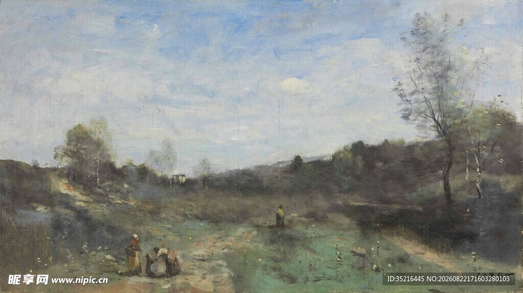 乡村田野风景油画