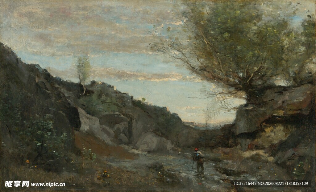山间风景油画