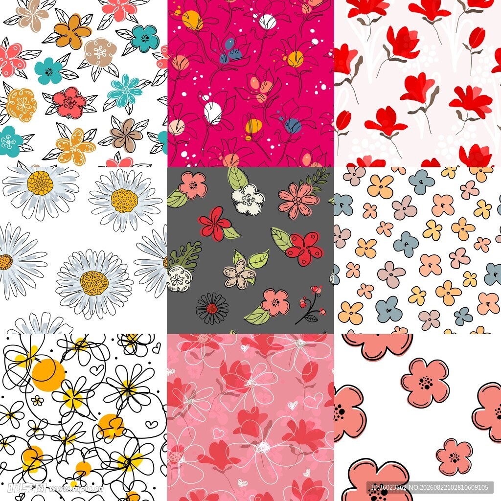 花卉拼贴底纹