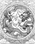 传统双龙戏珠纹饰图案