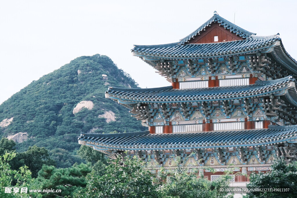韩国传统古建筑宝塔景观