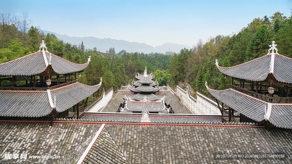 中式古建筑群俯瞰美景