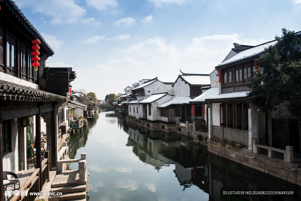江南水乡古巷河道美景