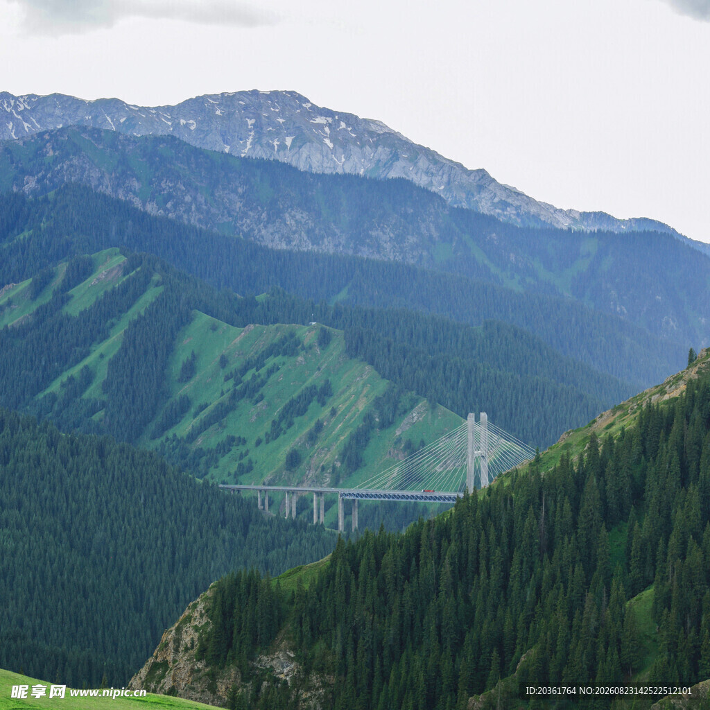 山峦葱郁的壮美自然景观