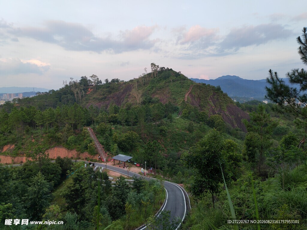 山间蜿蜒公路与葱郁山林
