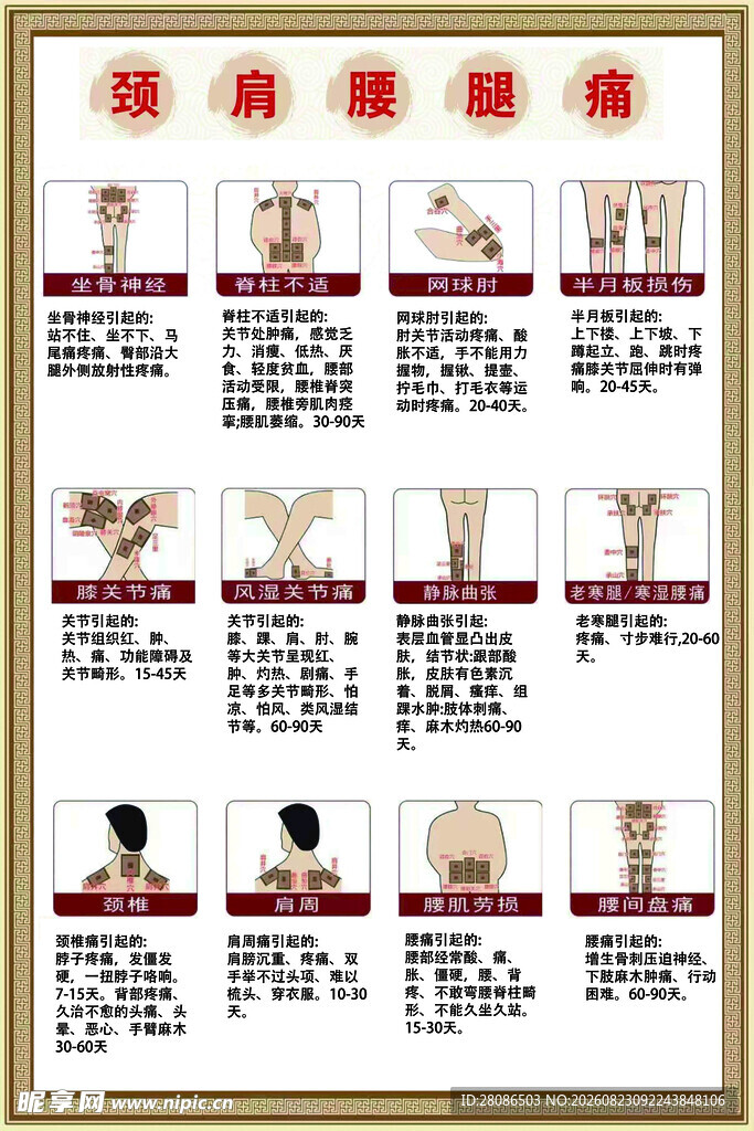 常见疼痛部位按摩图示