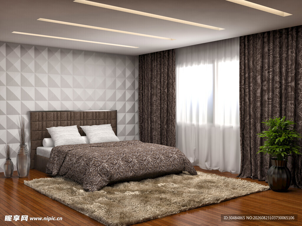 现代简约风格温馨卧室空间