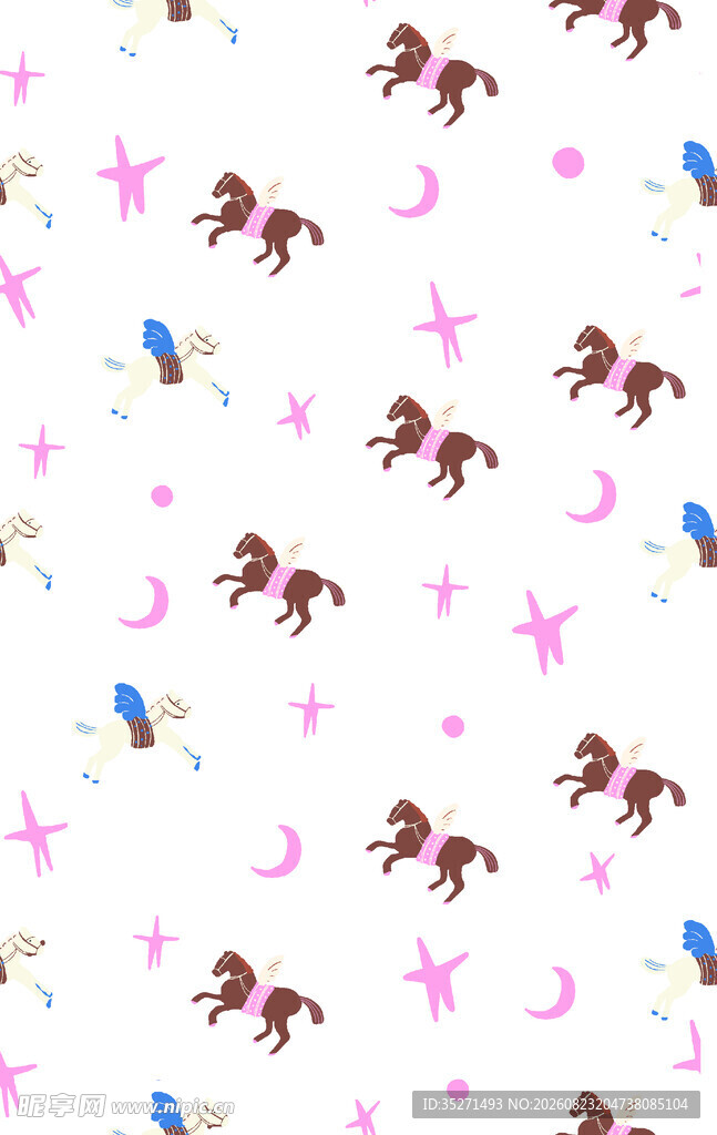 梦幻独角兽星星月亮图案