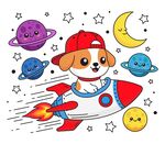 太空小狗插画
