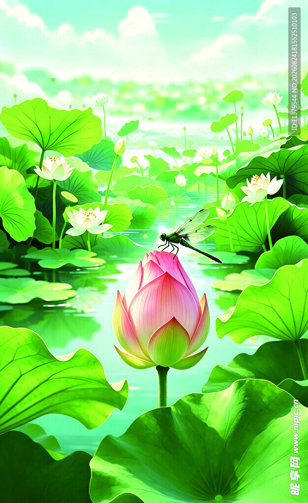 夏日荷花绽放美景