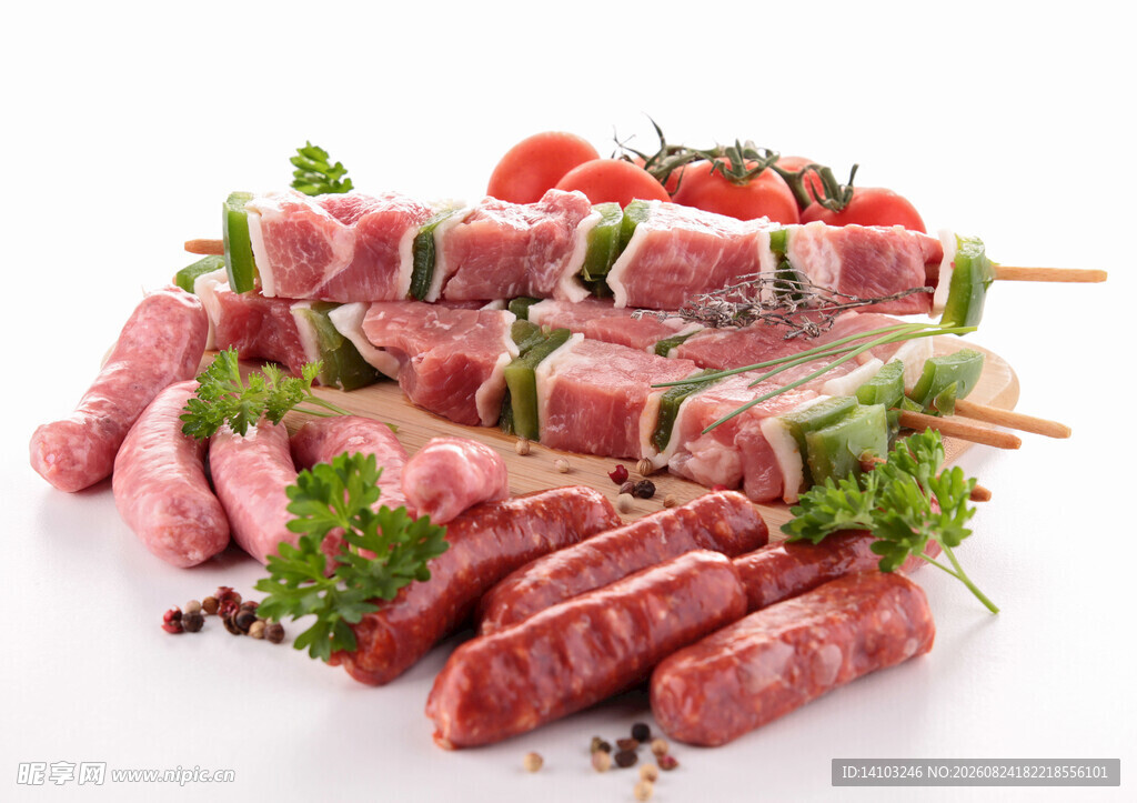 多样生肉串新鲜食材展示