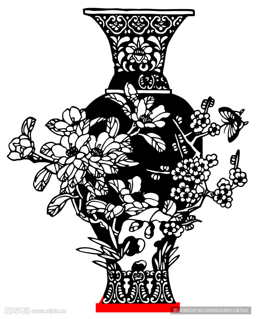中式花卉纹精美花瓶