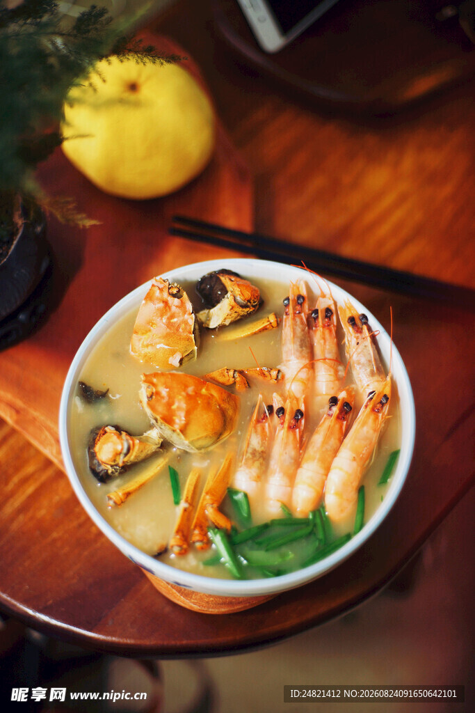 海鲜拉面美食特写