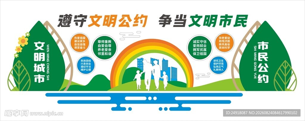 创建文明城市文化墙宣传标语口号