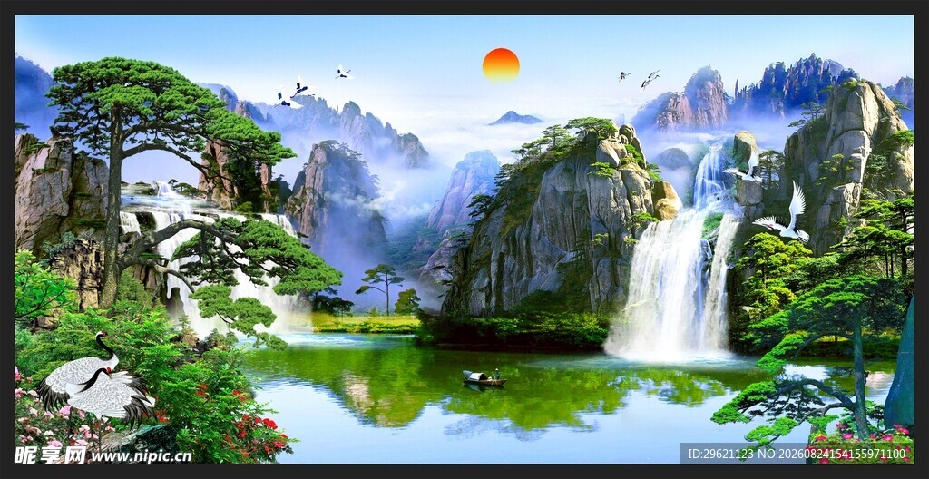 迎客松山水装饰画