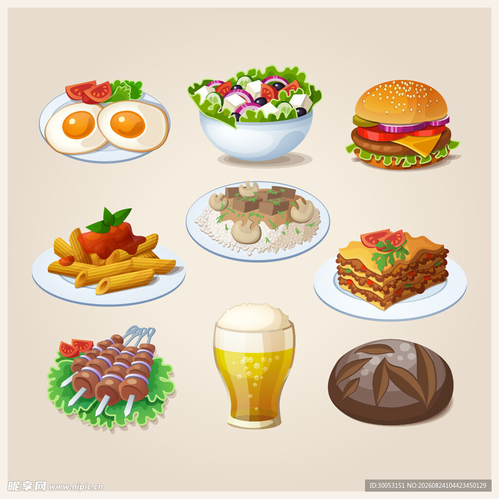 多样美食与饮品展示