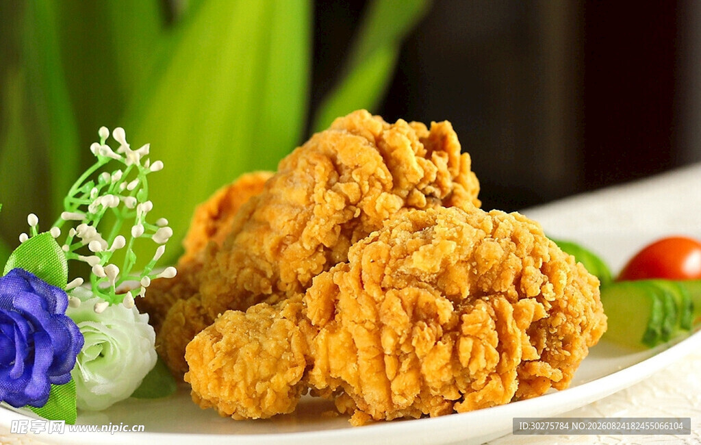 美味香酥炸鸡摆盘精致
