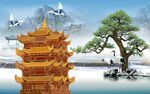 中式古风楼阁山水景致
