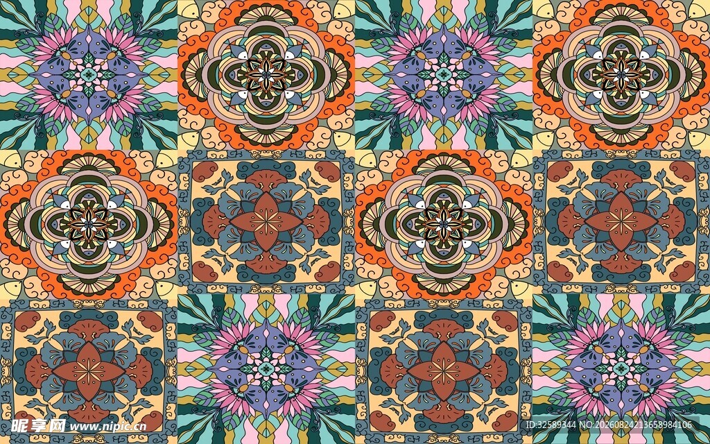 多彩几何花纹图案