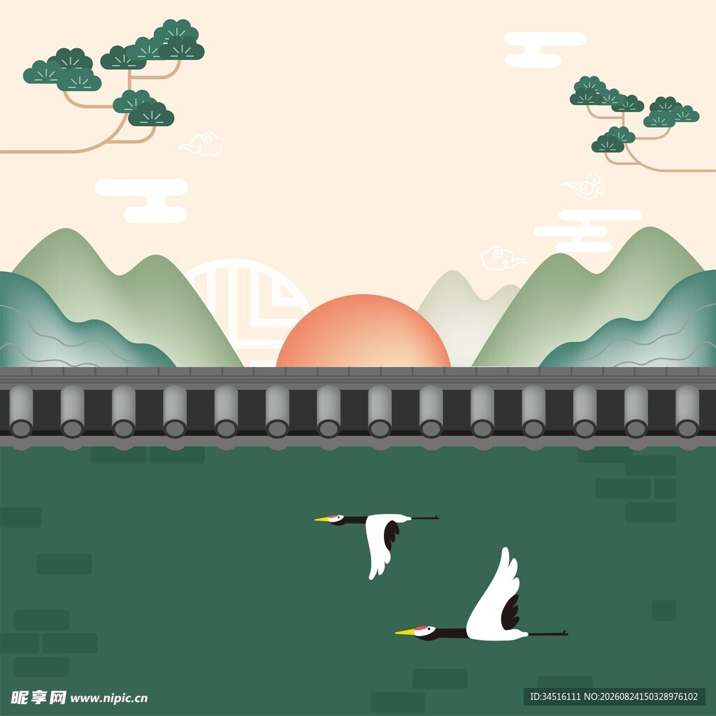 国风山水插画