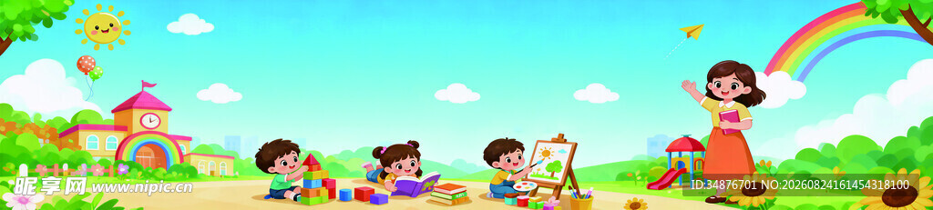 幼儿园启蒙教育横幅海报