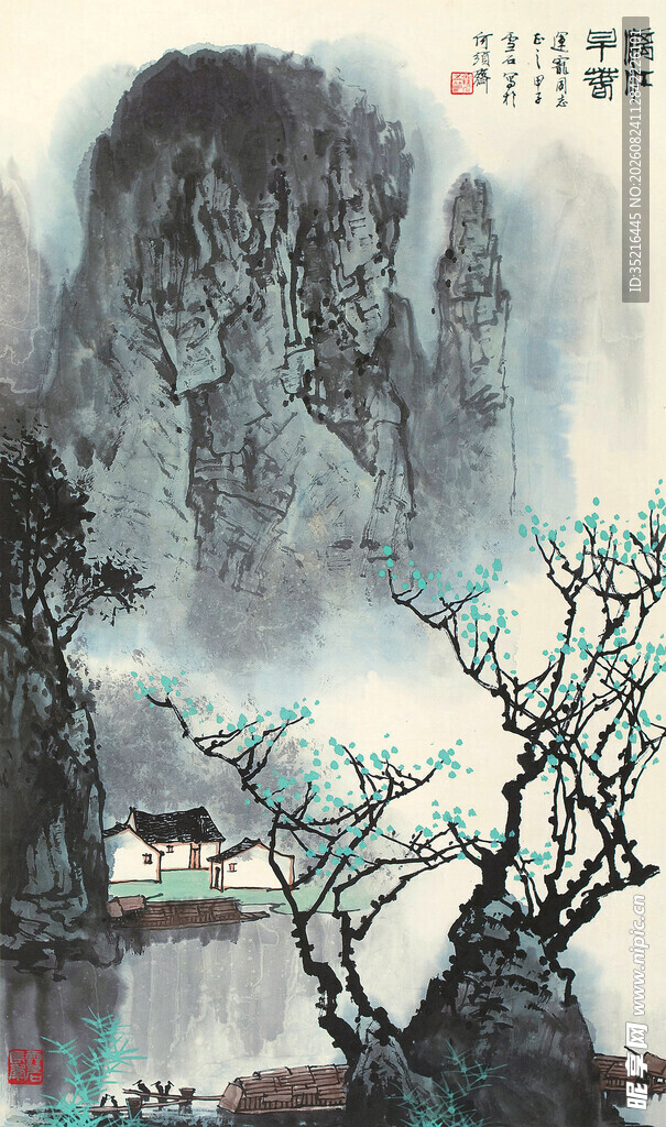 水墨山水间的诗意景致