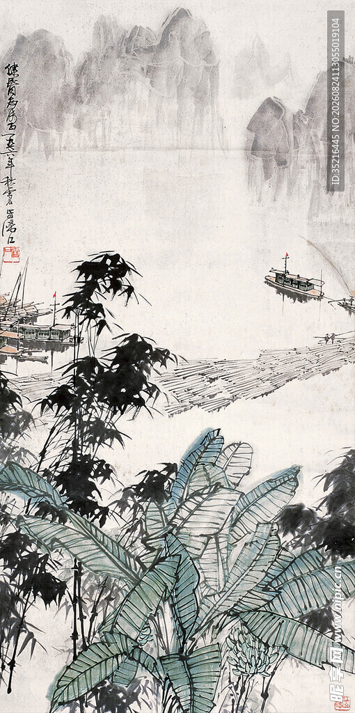 水墨山水间的悠然景致