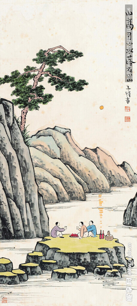 山水间的悠然泛舟图景