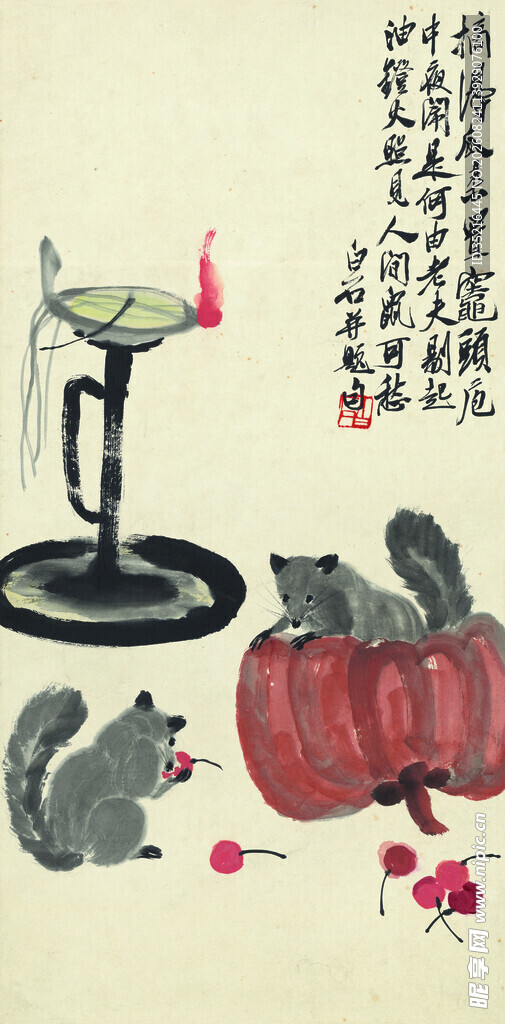 烛台松鼠瓜果