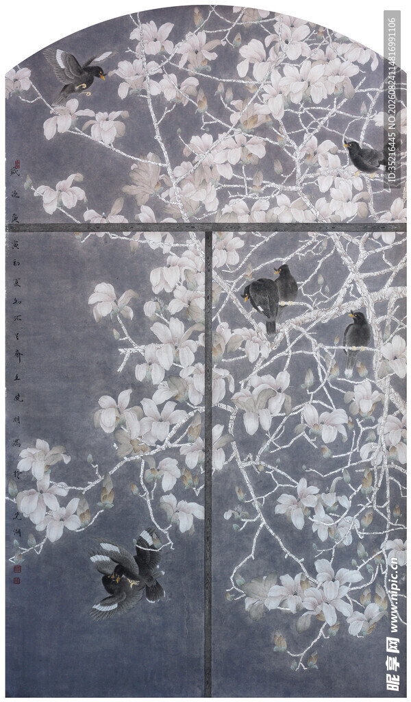 中式古典花卉图案装饰画