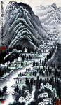 水墨山水村落图景