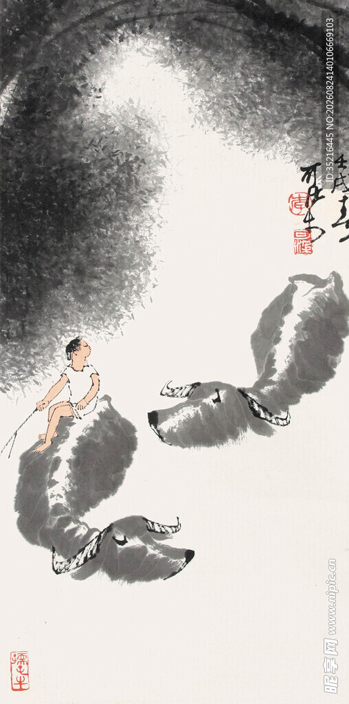 水墨山水间的人物雅趣