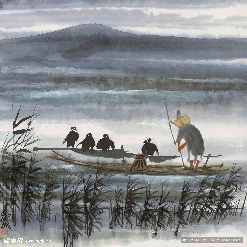 湖上渔舟图