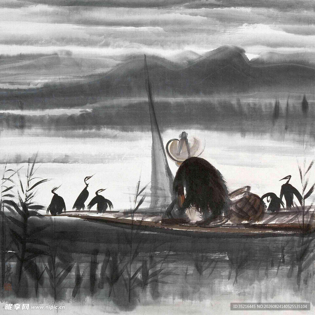孤舟蓑笠翁独钓寒江景