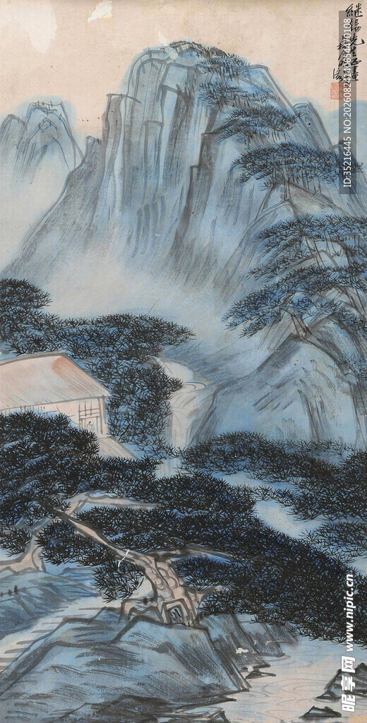 水墨山水国画意境图