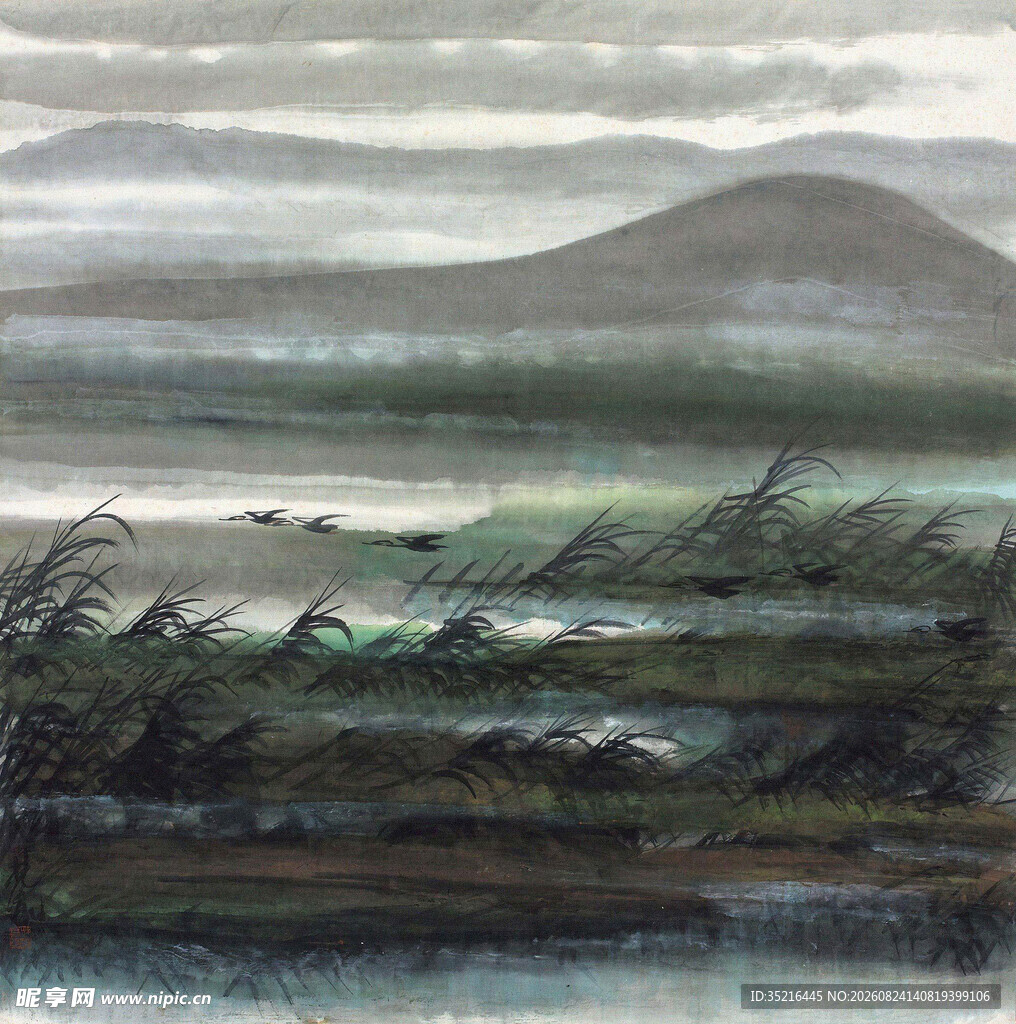 水墨风格山川风景图