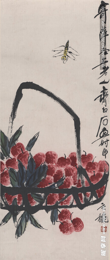 水墨提篮樱桃图