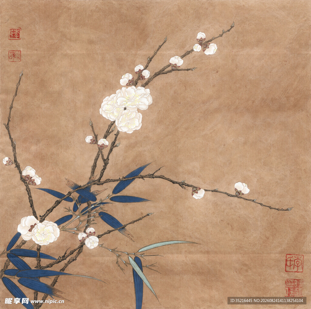 墨梅翠竹图