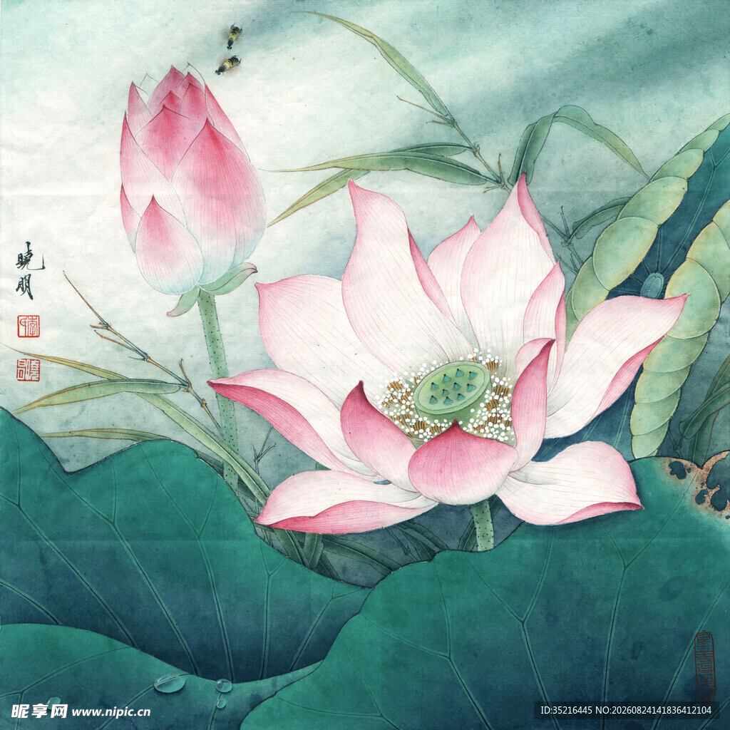 水墨荷花图
