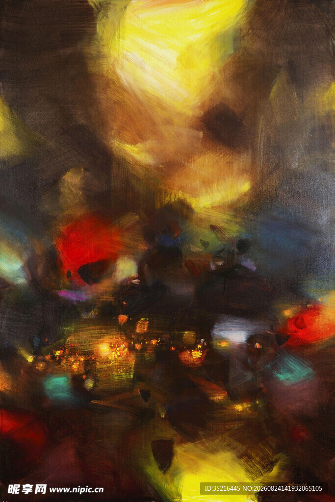抽象梦幻城市夜景绘画
