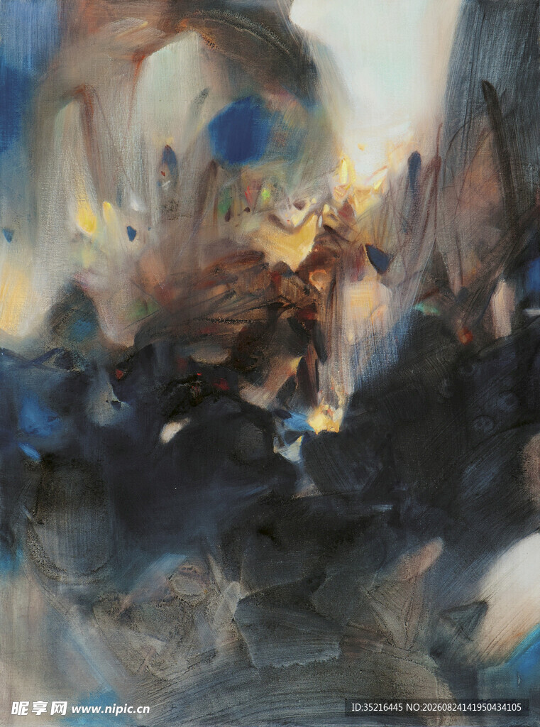 抽象艺术画作中的神秘场景