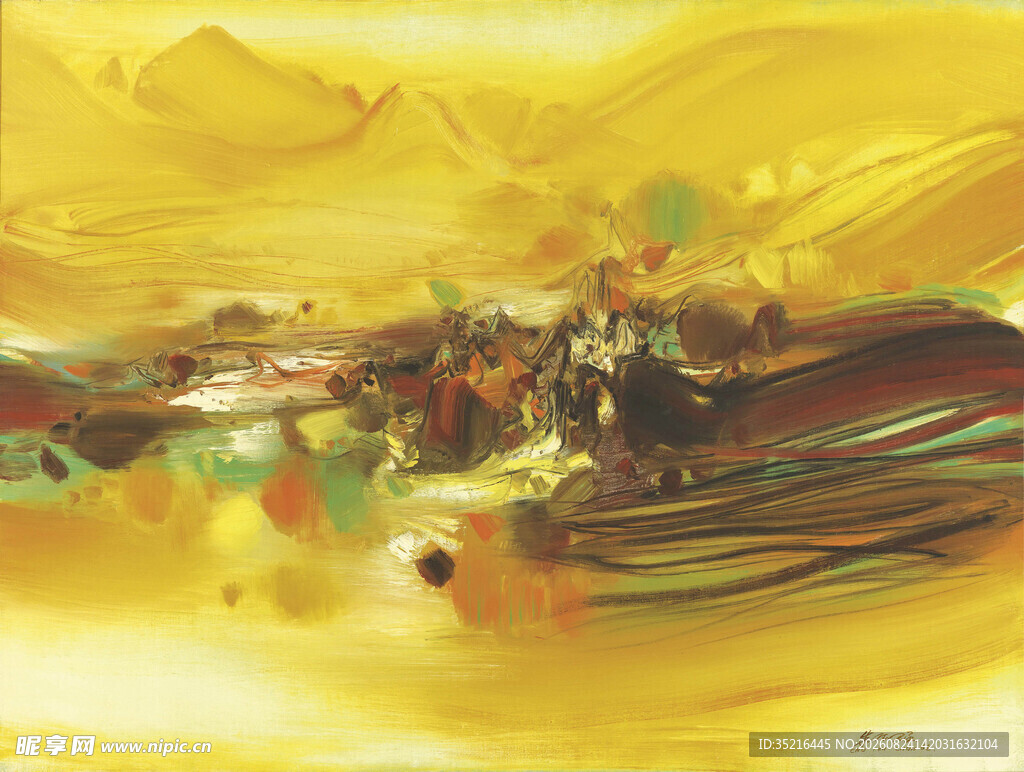 抽象风格的多彩风景画作