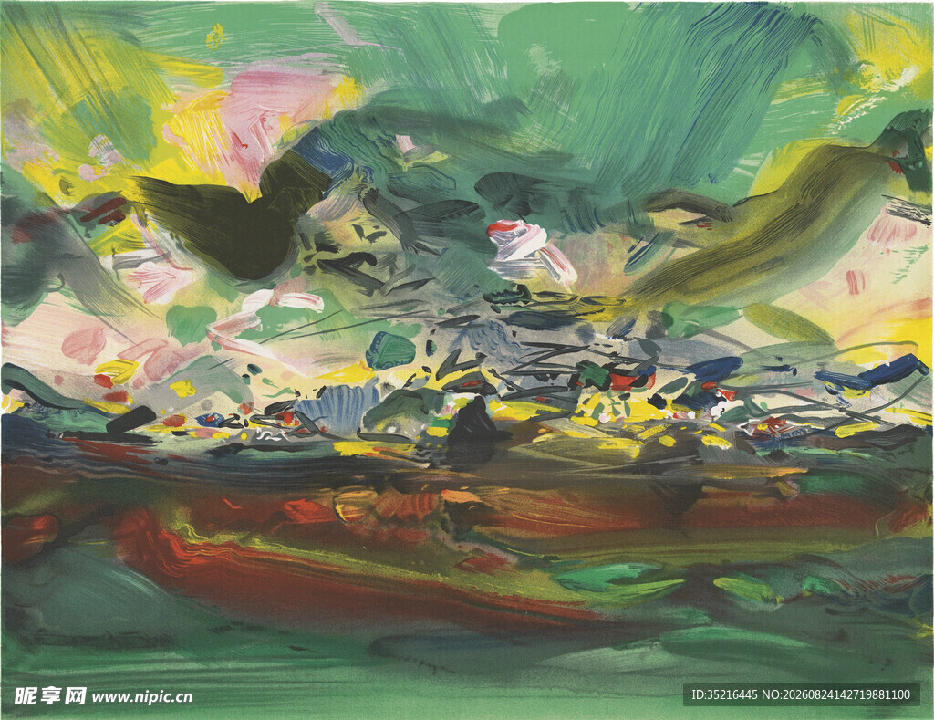 抽象多彩风景油画作品