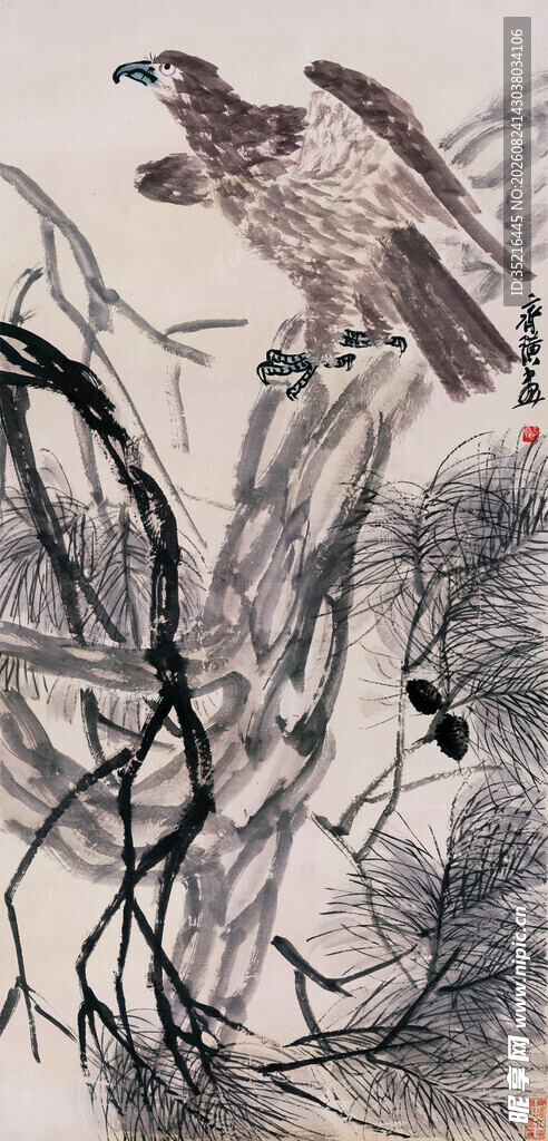 松枝上的雄鹰