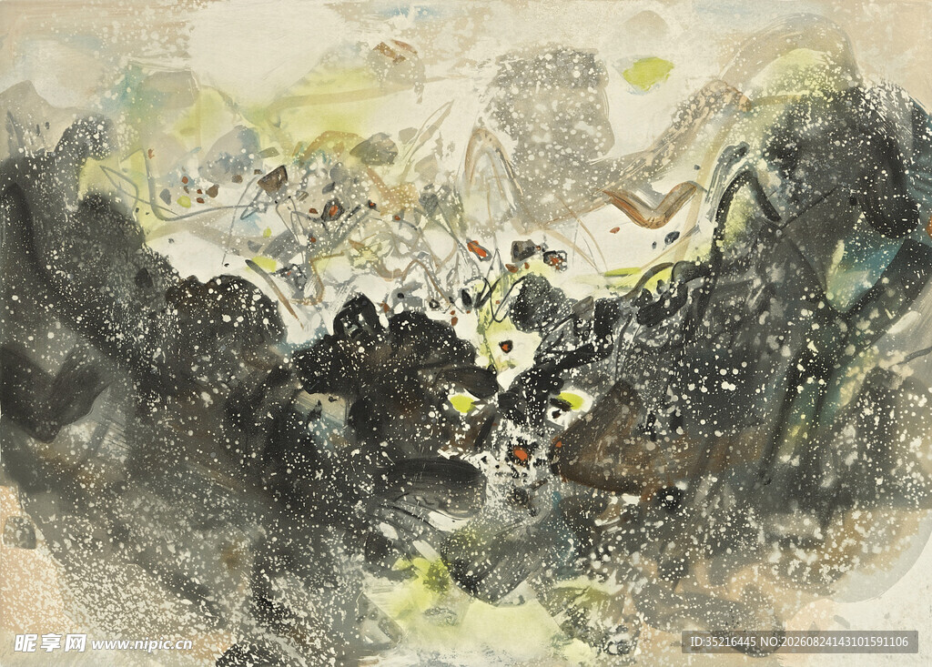 抽象水墨风景画作